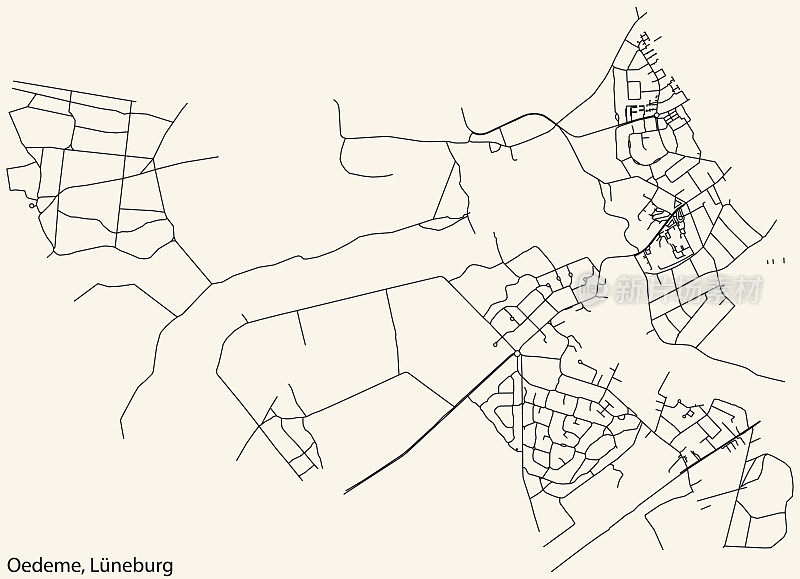 Street roads map of the OEDEME DISTRICT, LÜNEBURG